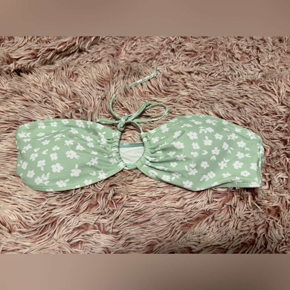 Green bandeau swimsuit